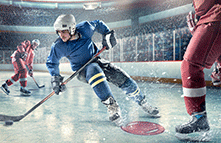 Hockey players using orthokeratology vision corretion to demonstrate orthokeratolgoy for atheletes 